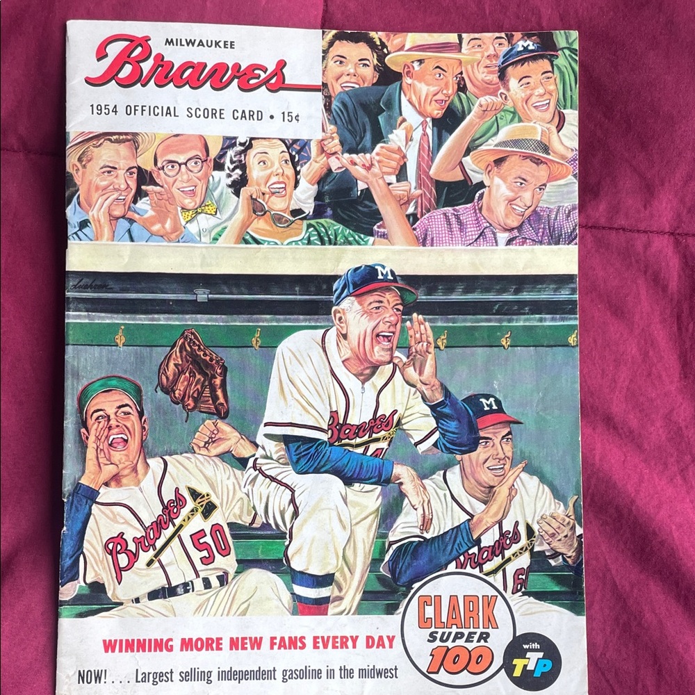 Vintage 1954 Milwaukee Braves Official Score Card